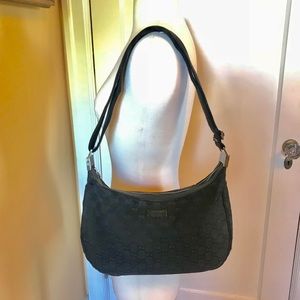 GUCCI GG Black Canvas Leather Shoulder & Crossbody
